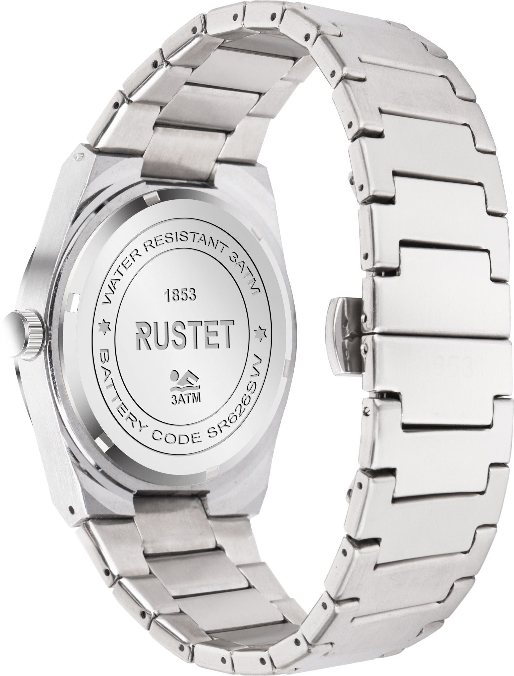 RUSTET 1853 Chronograph Quartz Dial Black With Silver Details 3ATM Water Resistant Analog Watch - For Men