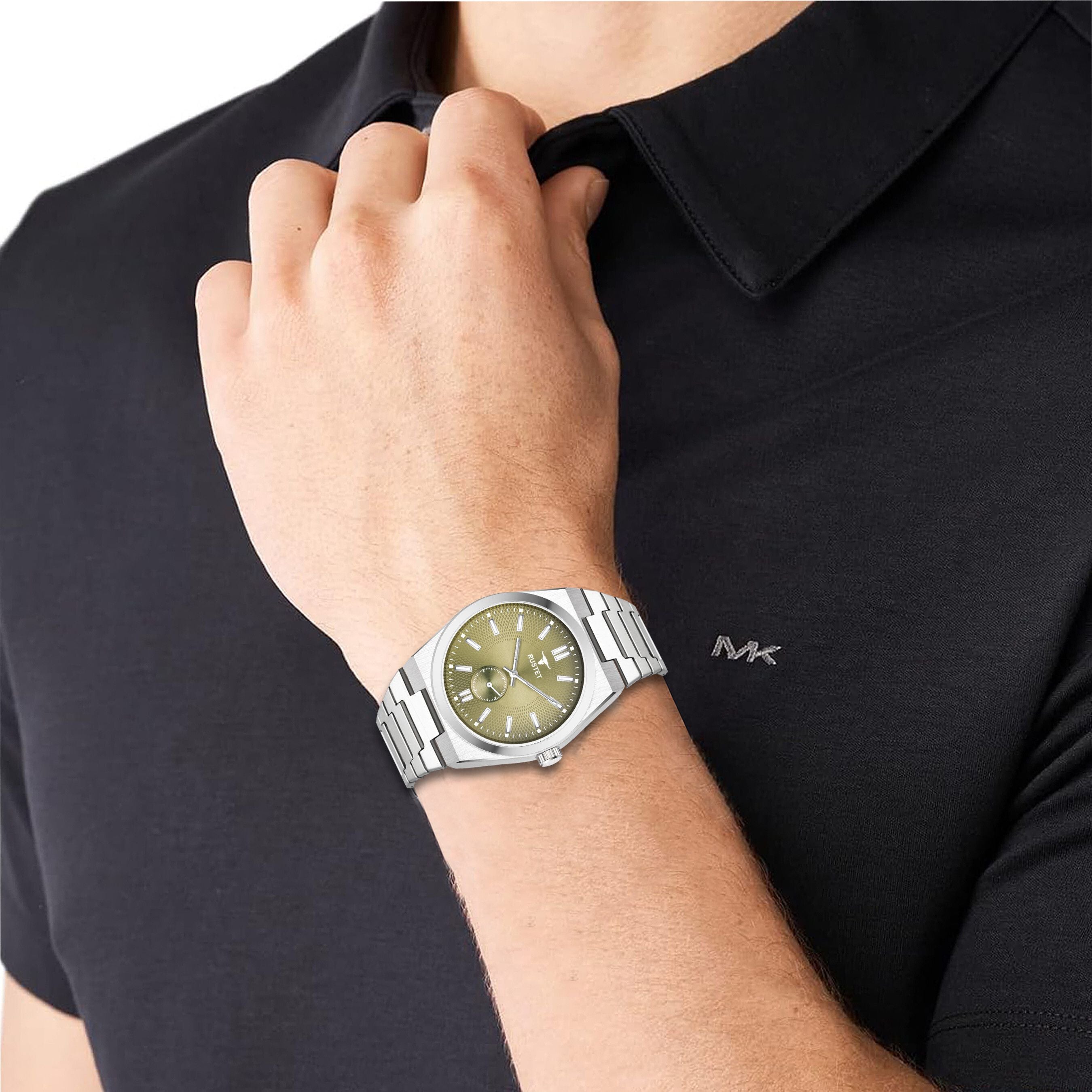 RUSTET 1853 Chronograph Quartz Dial Black With Silver Details 3ATM Water Resistant Analog Watch - For Men