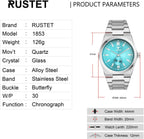 RUSTET 1853 Chronograph Quartz Dial Black With Silver Details 3ATM Water Resistant Analog Watch - For Men