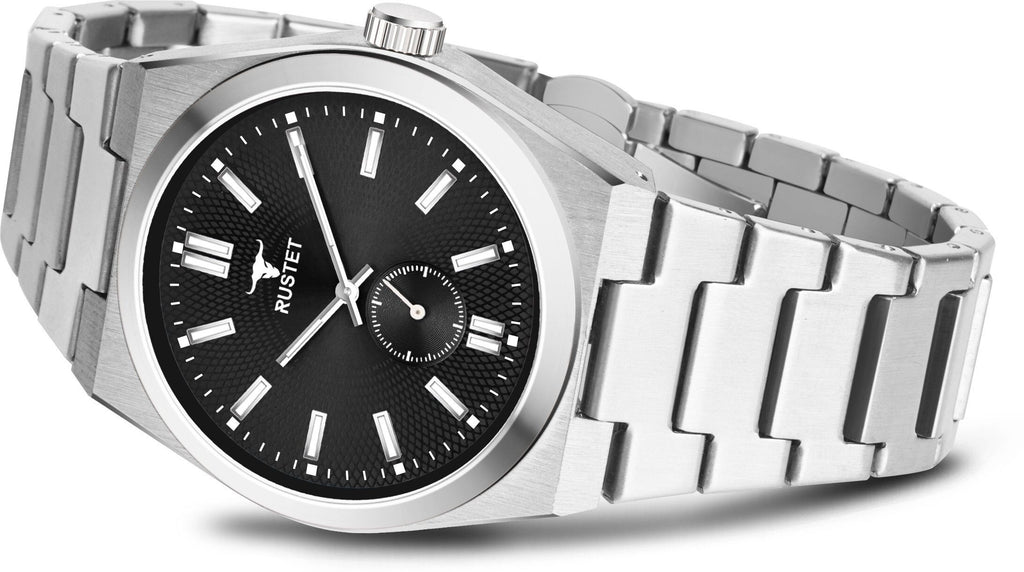 RUSTET 1853 Chronograph Quartz Dial Black With Silver Details 3ATM Water Resistant Analog Watch - For Men