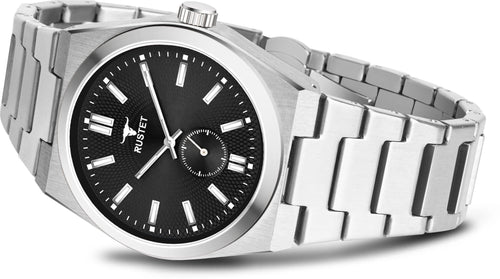 RUSTET 1853 Chronograph Quartz Dial Black With Silver Details 3ATM Water Resistant Analog Watch - For Men