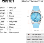 RUSTET 1853 Chronograph Quartz Dial Blue With Silver Details 3ATM Water Resistant Analog Watch - For Men
