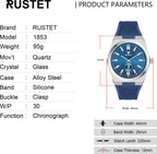 RUSTET 1853 Chronograph Quartz Dial Blue With Silver Details 3ATM Water Resistant Analog Watch - For Men