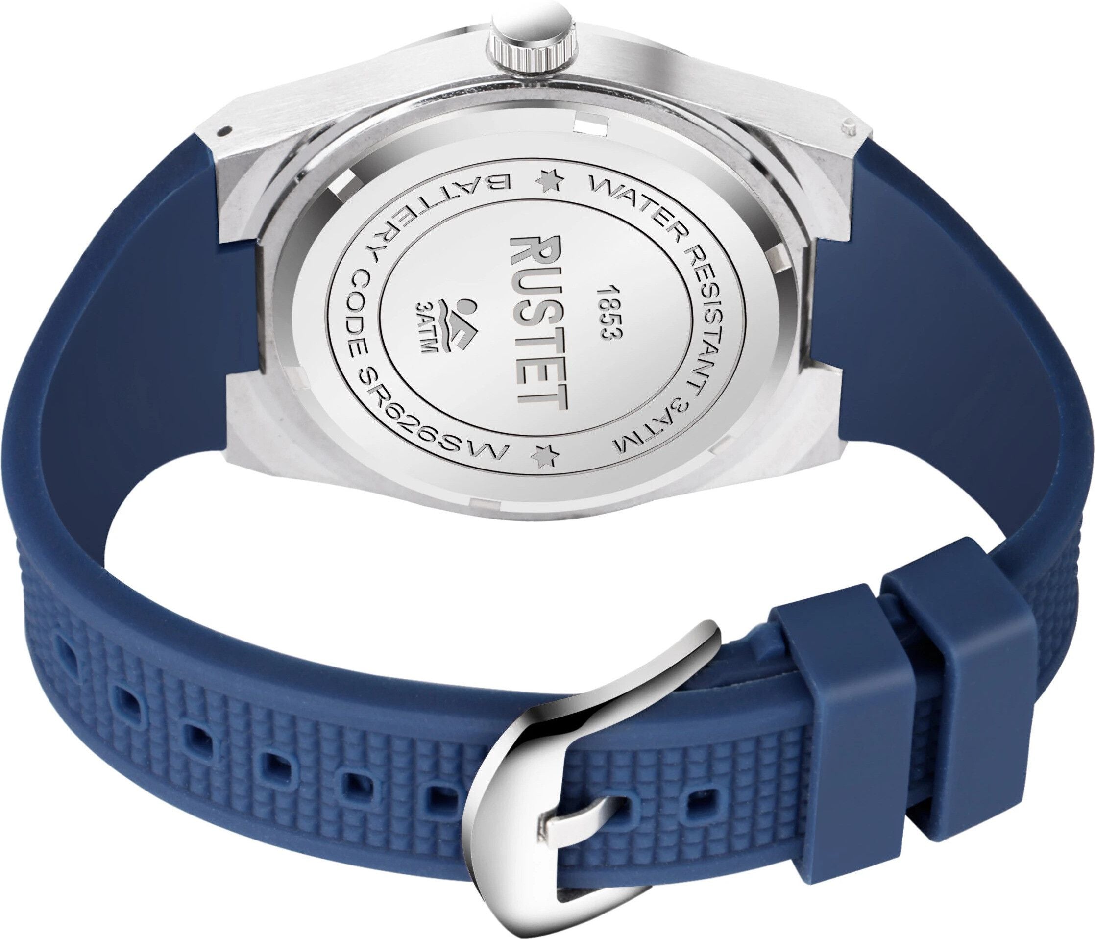 RUSTET 1853 Chronograph Quartz Dial Blue With Silver Details 3ATM Water Resistant Analog Watch - For Men