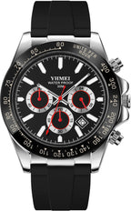 YHMEI Quartz Chronograph Date 3ATM Waterproof Business Sport Silicone Strap Analog Watch - For Men