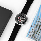 YHMEI Quartz Chronograph Date 3ATM Waterproof Business Sport Silicone Strap Analog Watch - For Men