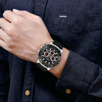 YHMEI Quartz Chronograph Date 3ATM Waterproof Business Sport Silicone Strap Analog Watch - For Men