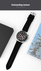 YHMEI Quartz Chronograph Date 3ATM Waterproof Business Sport Silicone Strap Analog Watch - For Men