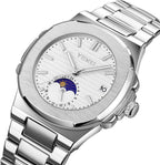 YHMEI Quartz Chronograph Date 3ATM Waterproof Sport Stainless Steel Strap Analog Watch - For Men