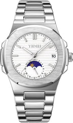 YHMEI Quartz Chronograph Date 3ATM Waterproof Sport Stainless Steel Strap Analog Watch - For Men