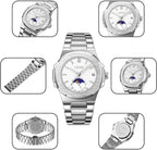 YHMEI Quartz Chronograph Date 3ATM Waterproof Sport Stainless Steel Strap Analog Watch - For Men