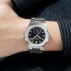 YHMEI Quartz Chronograph Date 3ATM Waterproof Sport Stainless Steel Strap Analog Watch - For Men