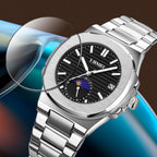 YHMEI Quartz Chronograph Date 3ATM Waterproof Sport Stainless Steel Strap Analog Watch - For Men