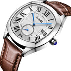 YHMEI Round Chronograph Date 3ATM Waterproof Business Sports Leather Strap Analog Watch - For Women