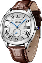 YHMEI Round Chronograph Date 3ATM Waterproof Business Sports Leather Strap Analog Watch - For Women