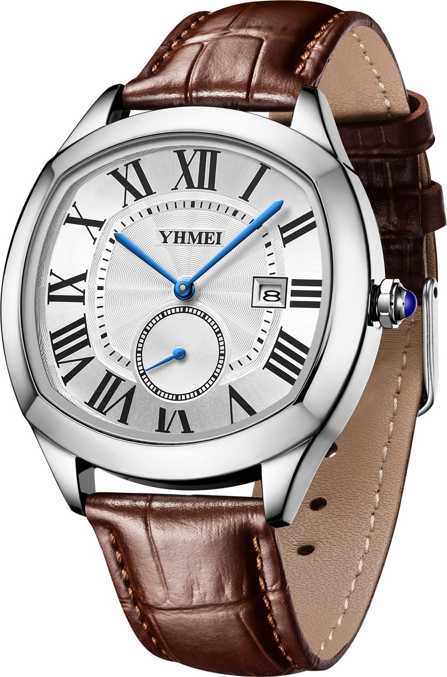 YHMEI Round Chronograph Date 3ATM Waterproof Business Sports Leather Strap Analog Watch - For Women