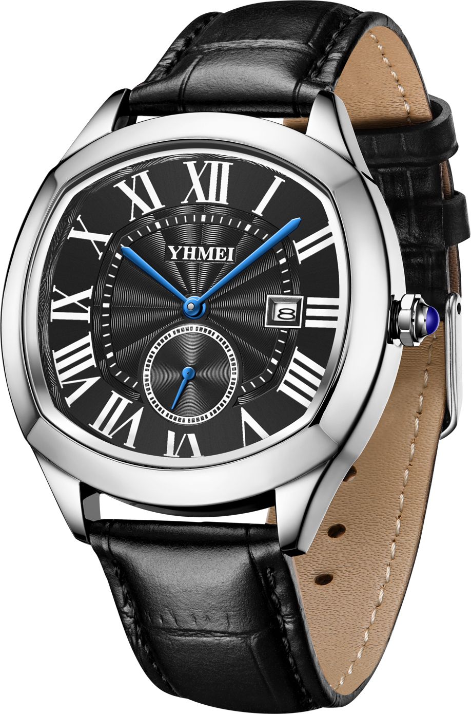 YHMEI Round Chronograph Date 3ATM Waterproof Business Sports Leather Strap Analog Watch - For Women