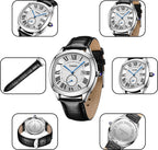 YHMEI Round Chronograph Date 3ATM Waterproof Business Sports Leather Strap Analog Watch - For Women
