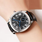 YHMEI Round Chronograph Date 3ATM Waterproof Business Sports Leather Strap Analog Watch - For Women