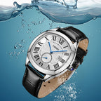 YHMEI Round Chronograph Date 3ATM Waterproof Business Sports Leather Strap Analog Watch - For Women