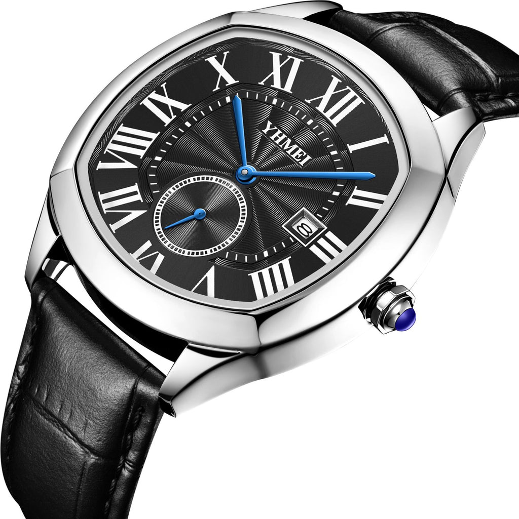 YHMEI Round Chronograph Date 3ATM Waterproof Business Sports Leather Strap Analog Watch - For Women