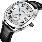 YHMEI Round Chronograph Date 3ATM Waterproof Business Sports Leather Strap Analog Watch - For Women