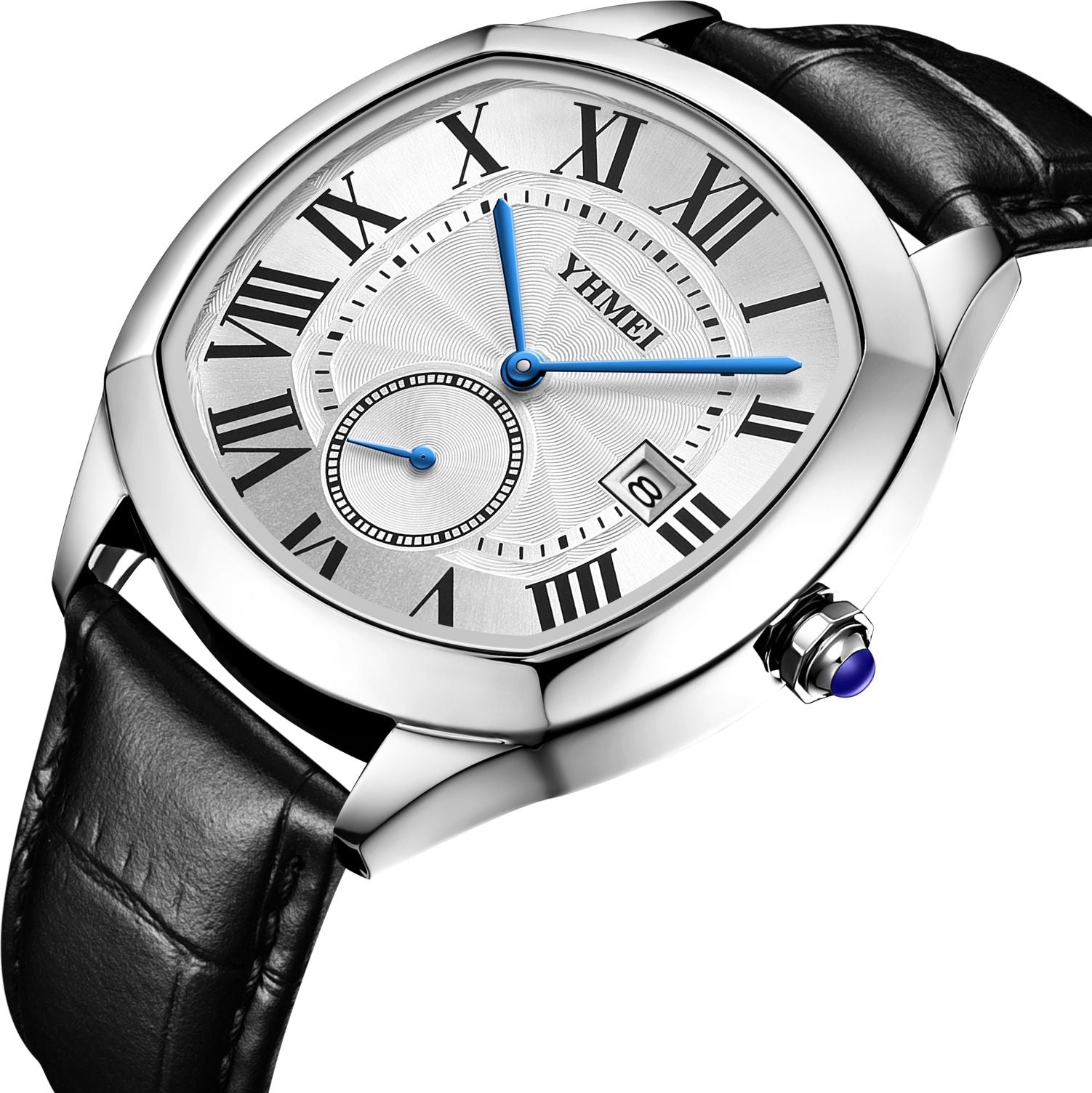 YHMEI Round Chronograph Date 3ATM Waterproof Business Sports Leather Strap Analog Watch - For Women