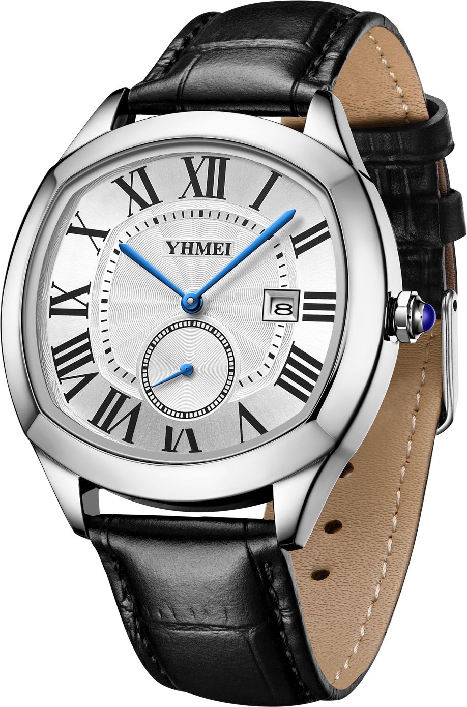 YHMEI Round Chronograph Date 3ATM Waterproof Business Sports Leather Strap Analog Watch - For Women