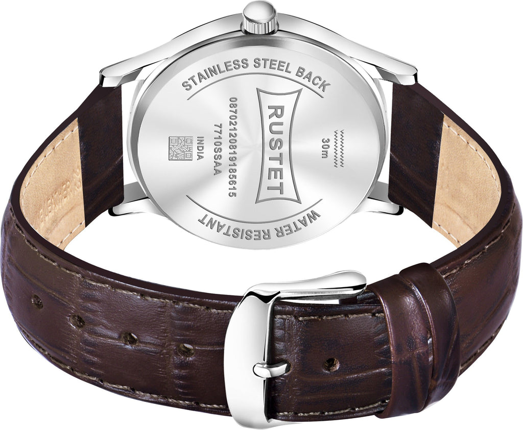 RUSTET AS000010B Stainless Steel Chain Water Resistant Analog Watch - For Men