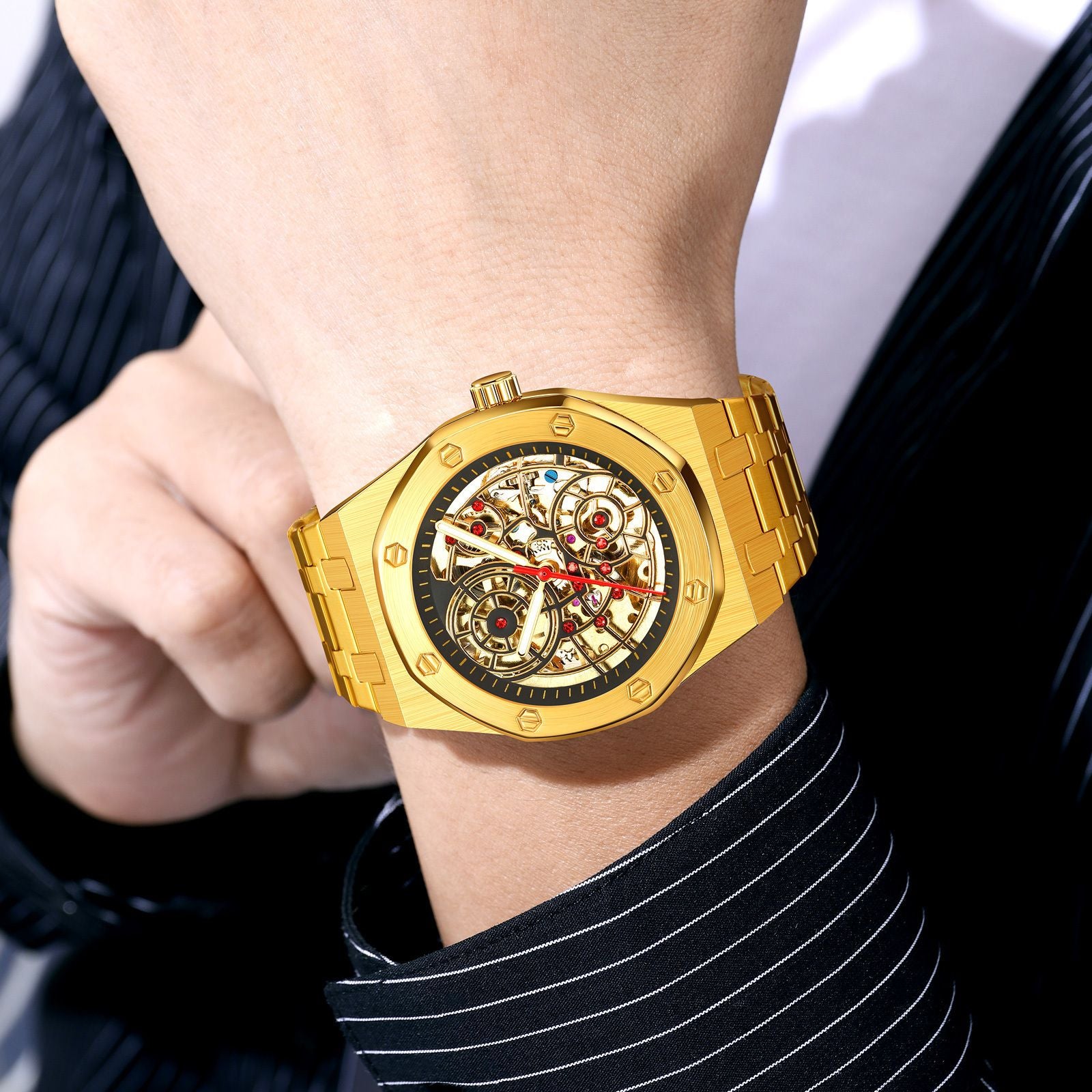 YHMEI Automatic 3ATM Waterproof Buisness Sport Stainless Steel Strap Analog Watch - For Men