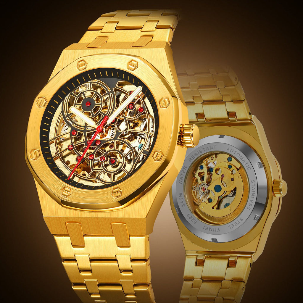 YHMEI Automatic 3ATM Waterproof Buisness Sport Stainless Steel Strap Analog Watch - For Men