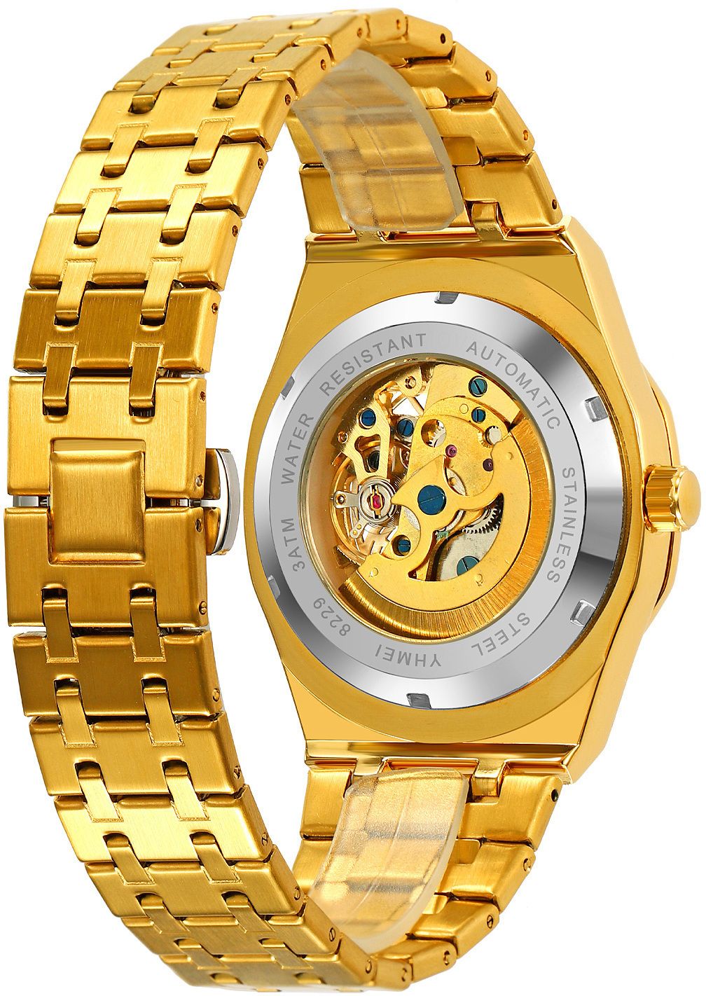 YHMEI Automatic 3ATM Waterproof Buisness Sport Stainless Steel Strap Analog Watch - For Men