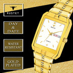 RUSTET IGP-BLK Waterproof Gold Square Dial Day and Date Boy's & Men's Analog Watch - For Men