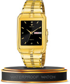 RUSTET IGP-BLKK Waterproof Gold Square Dial Day and Date Boy's & Men's Analog Watch - For Men