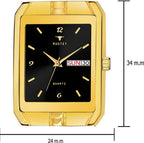 RUSTET IGP-BLKK Waterproof Gold Square Dial Day and Date Boy's & Men's Analog Watch - For Men