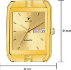 RUSTET IGP-GOLD Waterproof Gold Square Dial Day and Date Boy's & Men's Analog Watch - For Men