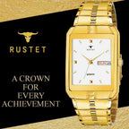 RUSTET IGP-HM-GOLD Waterproof Gold Square Dial Day and Date Boy's & Men's Analog Watch - For Men