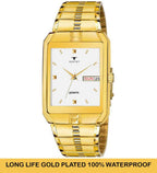 RUSTET IGP-HM-GOLD Waterproof Gold Square Dial Day and Date Boy's & Men's Analog Watch - For Men