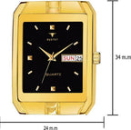 RUSTET IGP-HM-GOLD Waterproof Gold Square Dial Day and Date Boy's & Men's Analog Watch - For Men