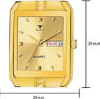 RUSTET IGP-HM-GOLD Waterproof Gold Square Dial Day and Date Boy's & Men's Analog Watch - For Men