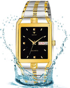 RUSTET IGP-TTHM-BLK Waterproof Gold Square Dial Day and Date Boy's & Men's Analog Watch - For Men