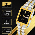 RUSTET IGP-TTHM-BLK Waterproof Gold Square Dial Day and Date Boy's & Men's Analog Watch - For Men