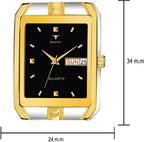 RUSTET IGP-TTHM-BLK Waterproof Gold Square Dial Day and Date Boy's & Men's Analog Watch - For Men
