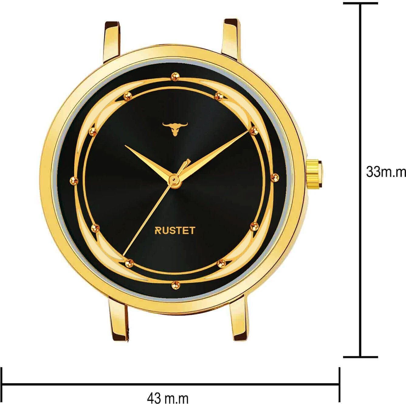 RUSTET LD-L02-BLK-CH Water Resistant Gold Stainless Steel Strap Analog Watch - For Women