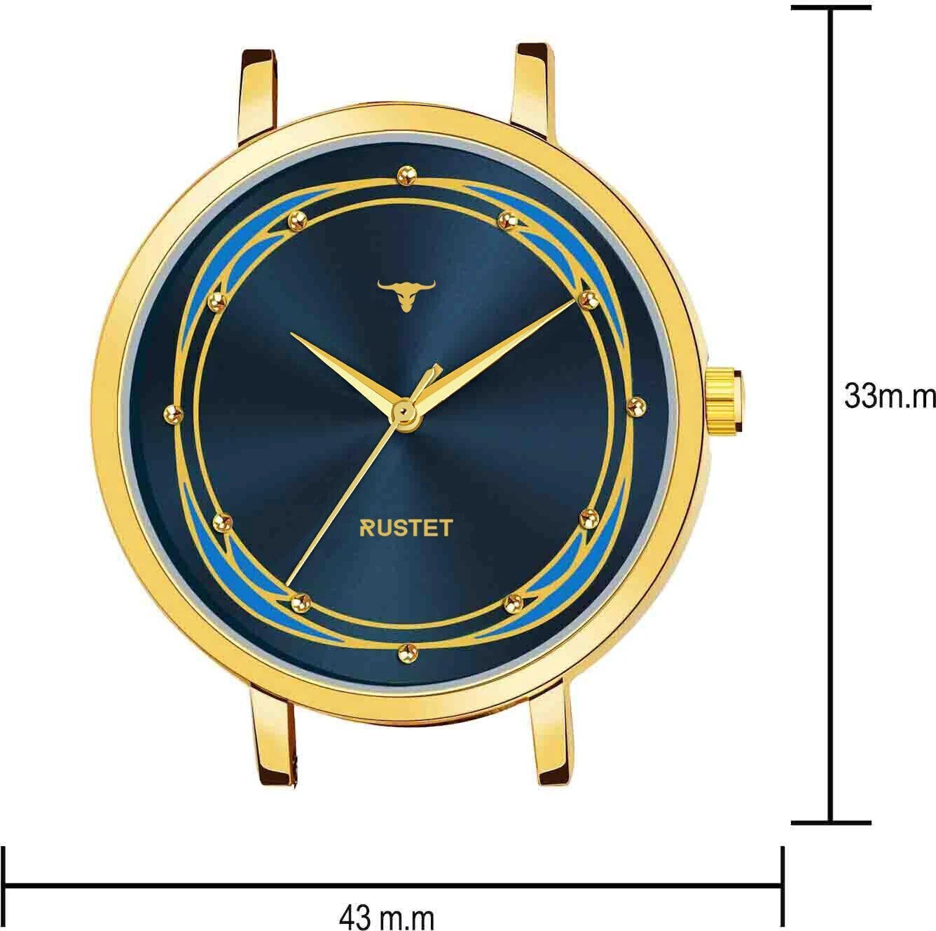 RUSTET LD-L02-BLU-CH Water Resistant Gold Stainless Steel Strap Analog Watch - For Women