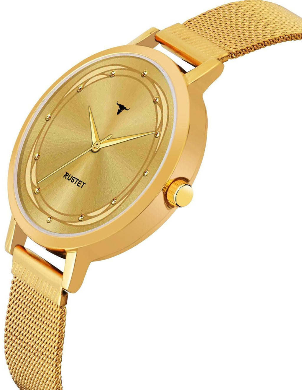 RUSTET LD-L02-GLD-CH Water Resistant Gold Stainless Steel Strap Analog Watch - For Women