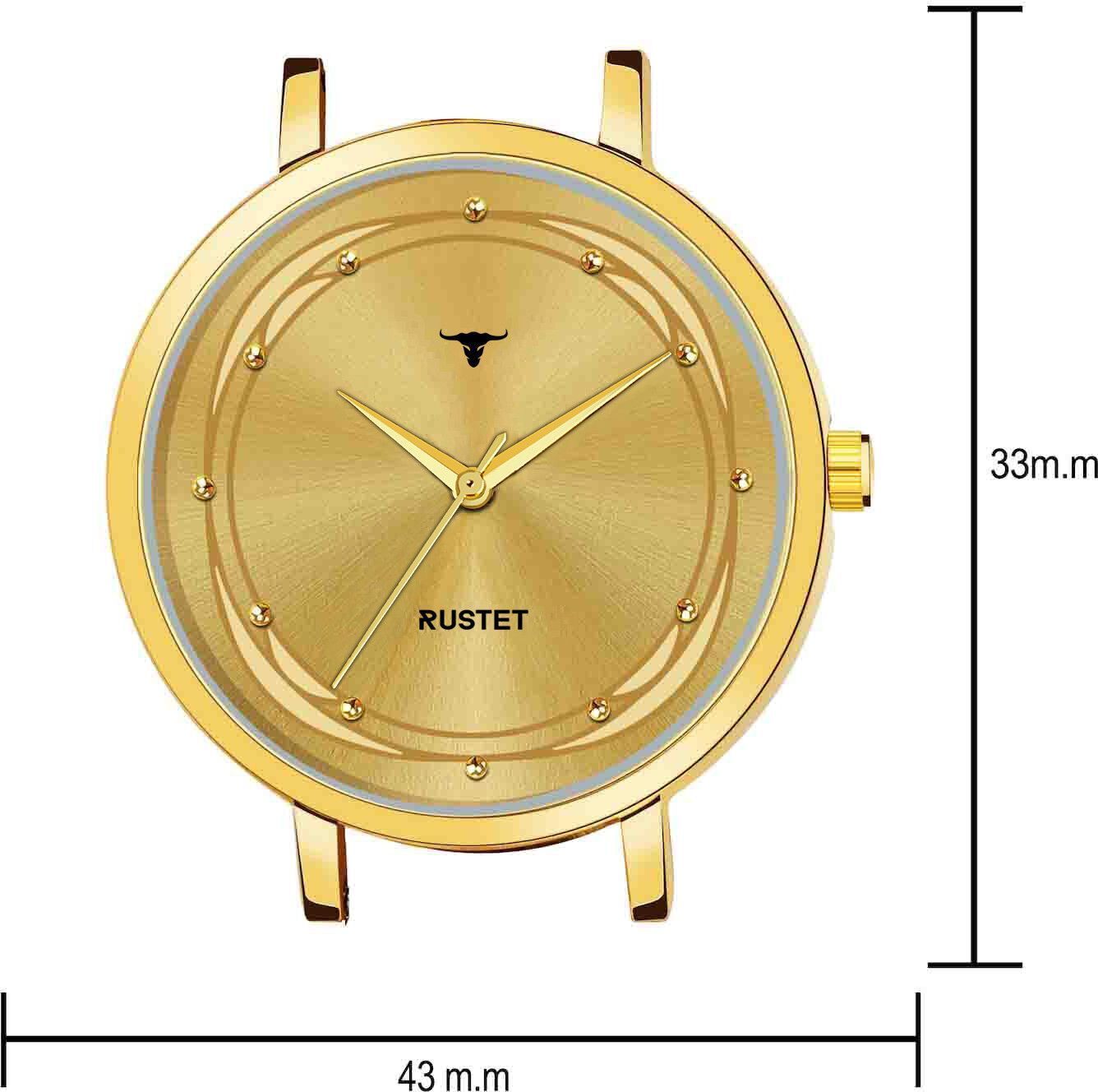 RUSTET LD-L02-GLD-CH Water Resistant Gold Stainless Steel Strap Analog Watch - For Women