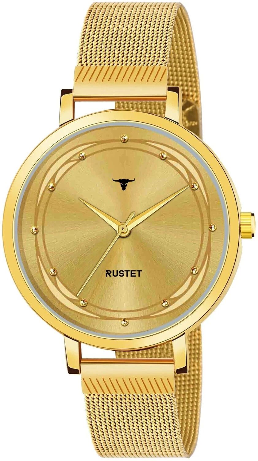 RUSTET LD-L02-GLD-CH Water Resistant Gold Stainless Steel Strap Analog Watch - For Women