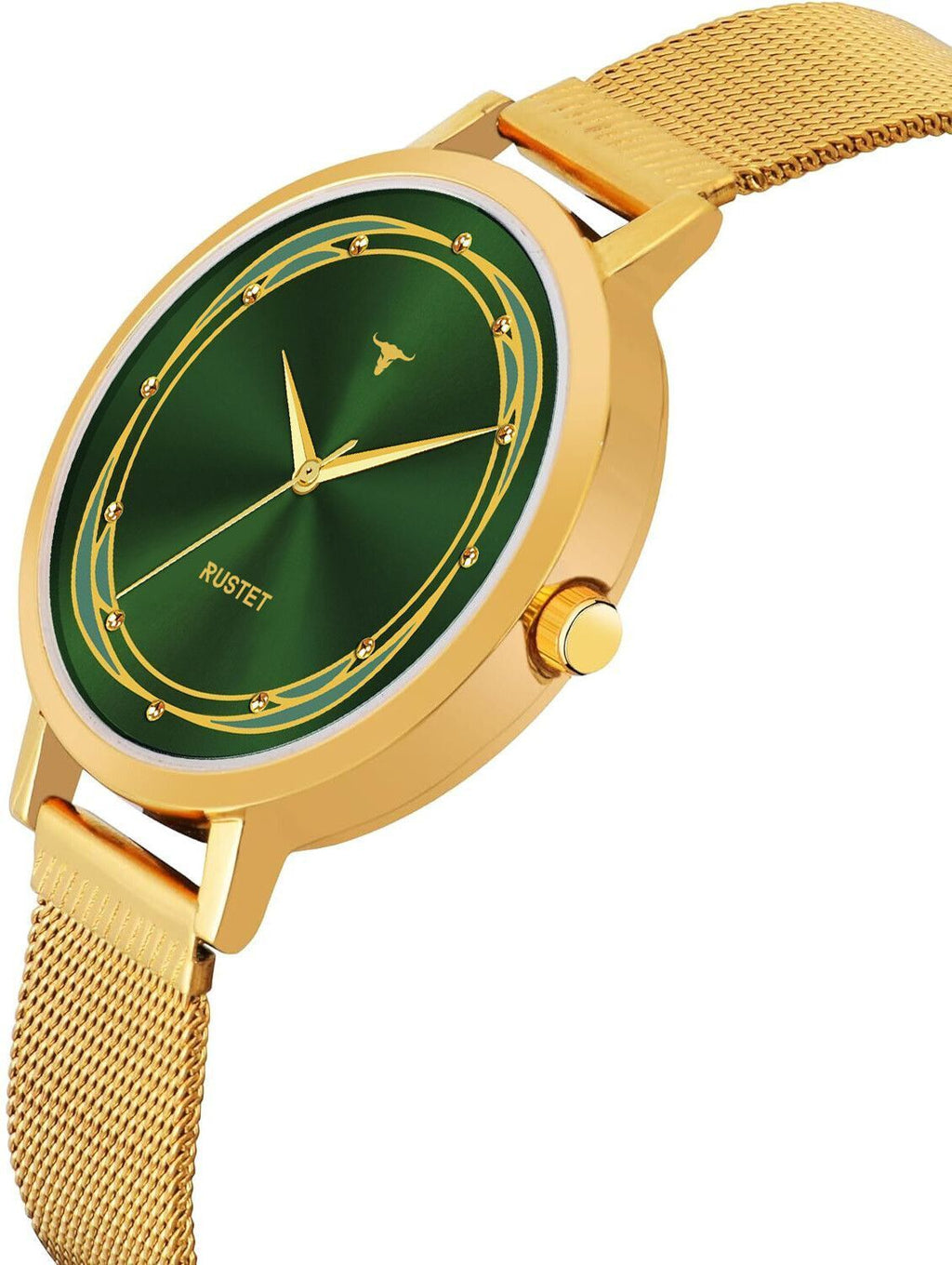RUSTET LD-L02-GRN-CH Water Resistant Gold Stainless Steel Strap Analog Watch - For Women