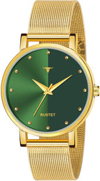 RUSTET LD-L03-GRN-CH Gold Mesh Strap Water Resistant Women Analog Watch - For Girls